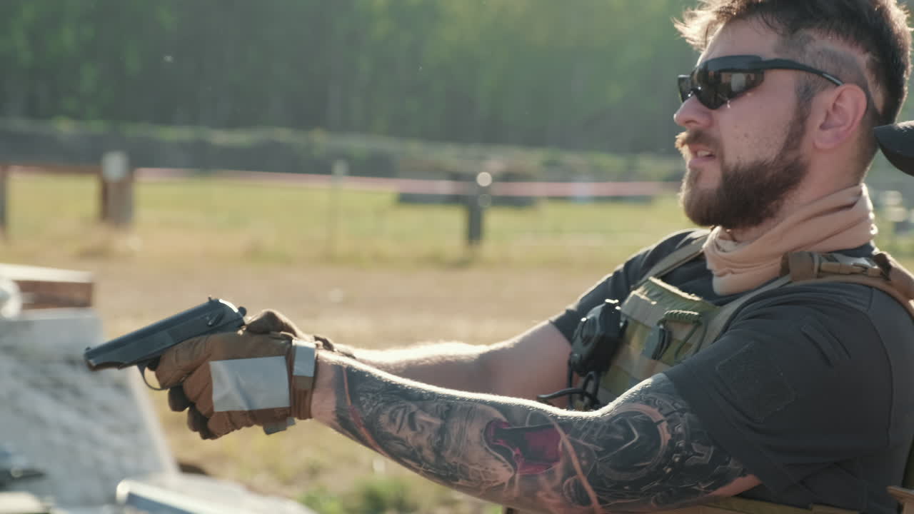 Soldier Practicing Gun Loading