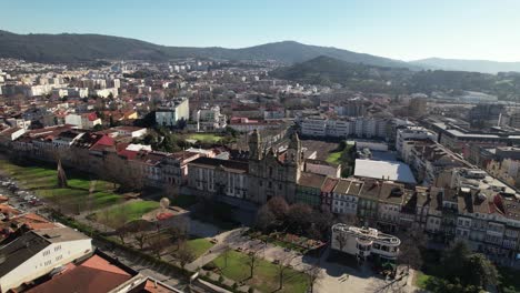 fly above city center of braga portugal 26