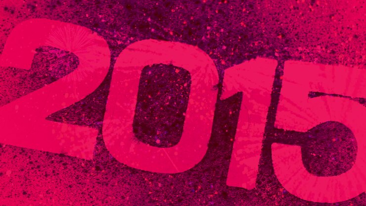 2015 con fuochi d'artificio che esplodono