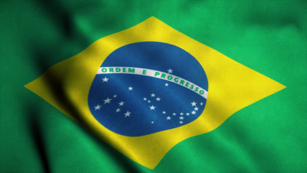 la bandera de brasil ondeando en el viento. la bandera nacional de brasil. el signo de brasil animación de bucle sin costuras. 4k