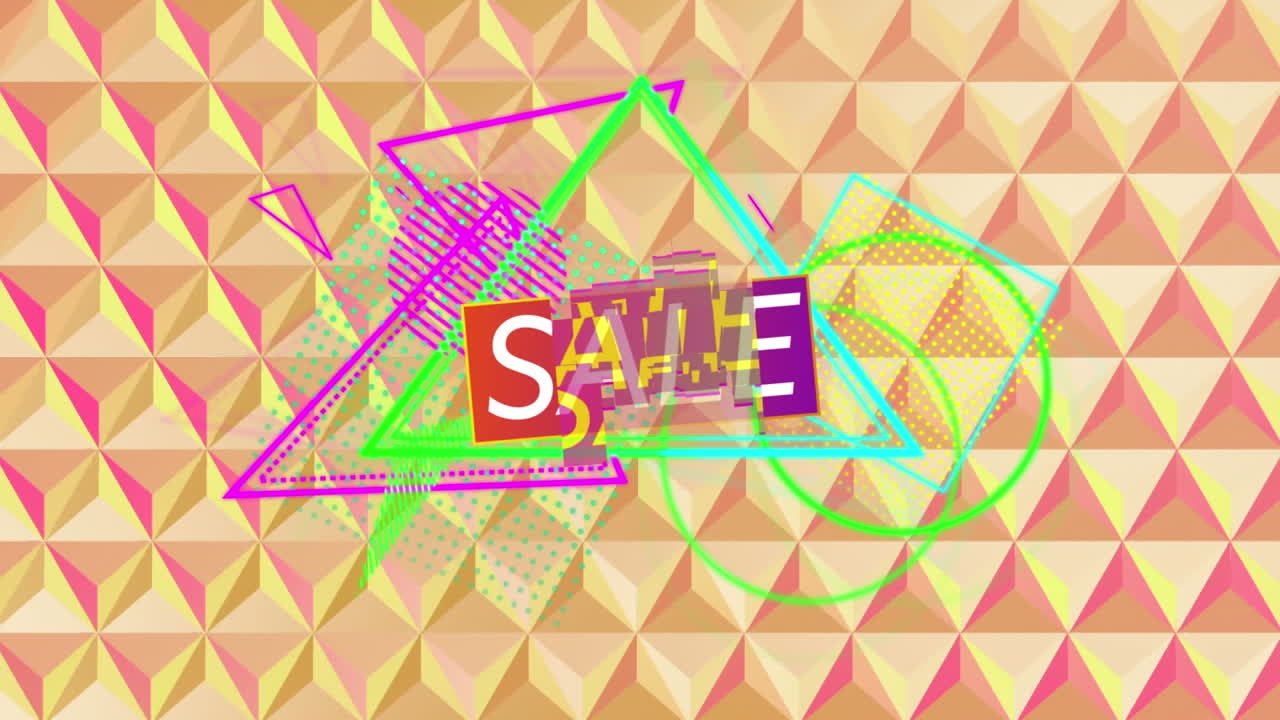 추상적인 배경 위에 판매 텍스트의 애니메이션