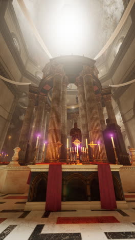 interior of a church with candles on the altar