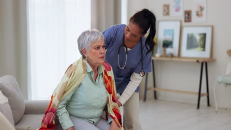 Woman,-doctor-and-patient-in-elderly-care
