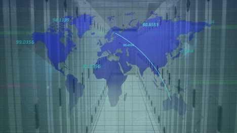 Animación-Del-Mapa-Mundial-Con-Procesamiento-De-Datos-En-La-Sala-De-Servidores