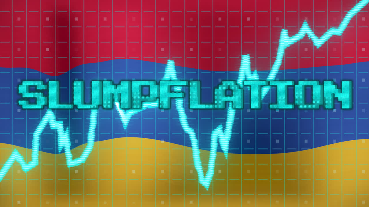 데이터 프로세싱의 애니메이션과 아르메니아의 발에 대한 슬램플레이션 텍스트