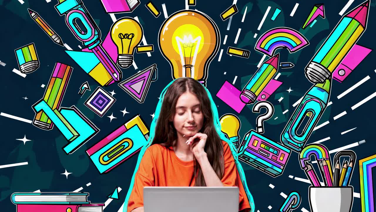 joven aprendiendo en la computadora portátil con inspiración creativa