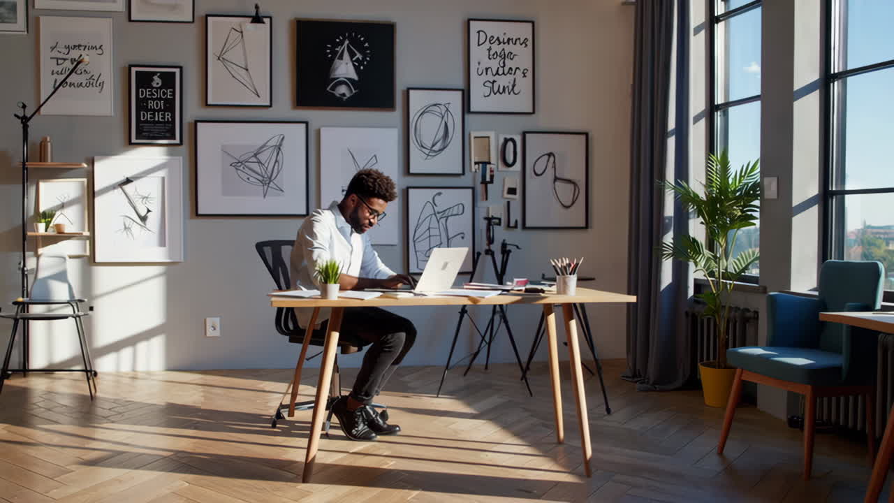 Man Working at a Modern Home Office