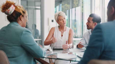 business people, meeting and leader talking during