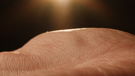 close-up of a human hand palm