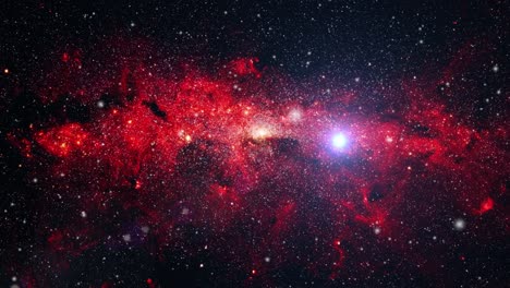 nube de nebulosa roja de 4k con una estrella brillante moviéndose en el universo
