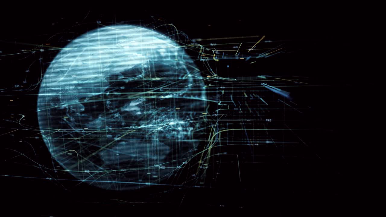 4k girando la tierra holográfica de hud.