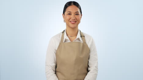 Woman,-waiter-and-face-of-small-business