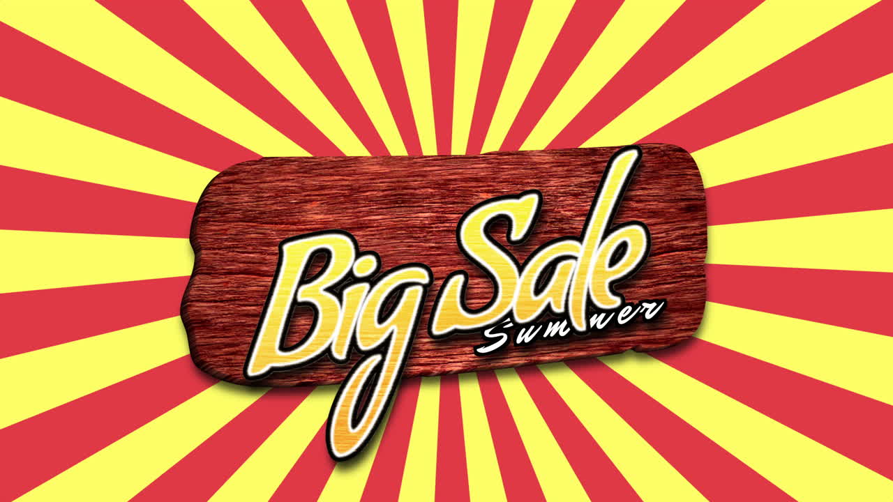 빨간색과 노란색 줄무늬가 있는 나무에 여름 큰 판매