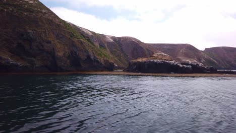 Gimbal-close-up-shot-from-a-moving-boat-of-the-Middle-Anacapa-Island-coastline-at-Channel-Islands-National-Park-in-the-Pacific-Ocean