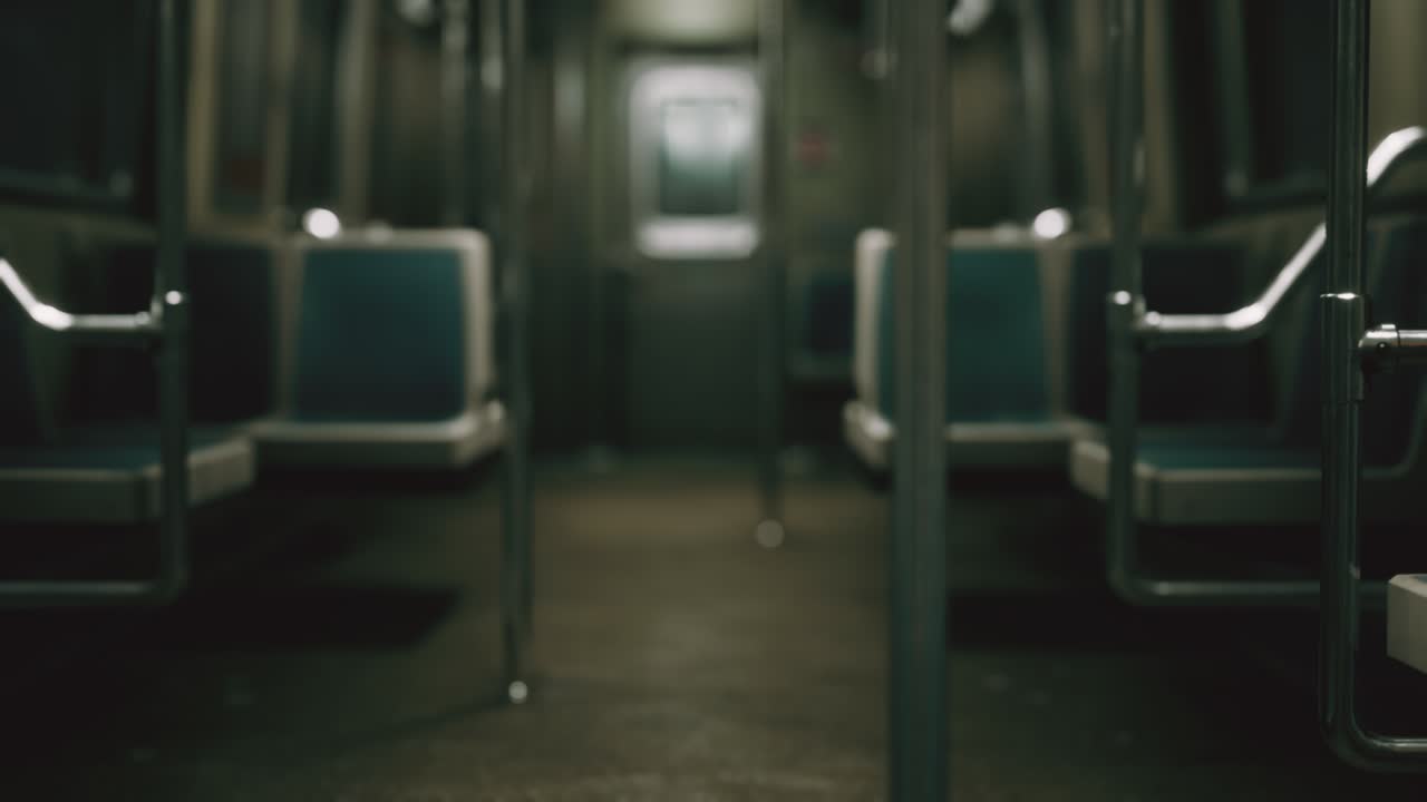 코로나바이러스 코로나19 전염병으로 인해 미국의 지하철 차량이 비어 있습니다.