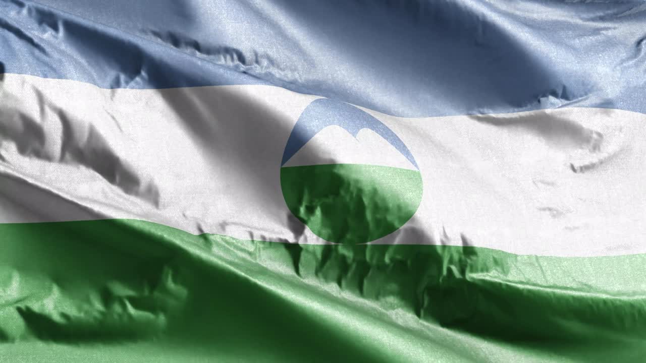 카바르디노 발카리아의 섬유 발이 바람에 흔들리며, 카바르데노-발카리아의 발은 바람에서 흔들리고, 직물 섬유 조직은 완전히 채우는 배경, 10 초 루프.