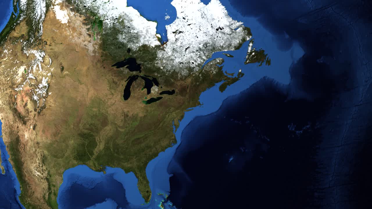 Animation zooms from Earth to New York State, highlighting its location with a dynamic map transition