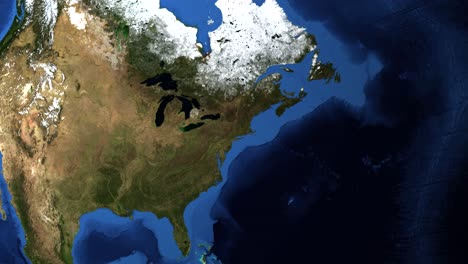 animation zooms from earth to new york state, highlighting its location with a dynamic map transition