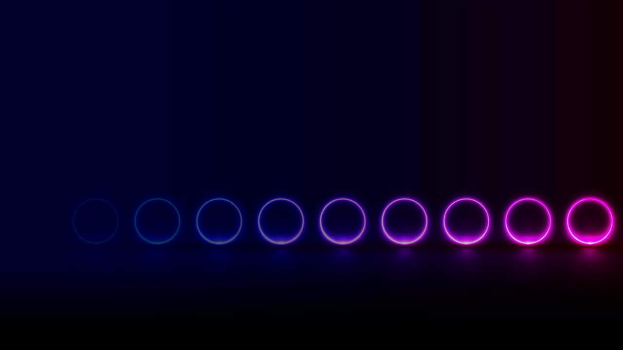 콘셉트 추상 공상 과학 비디오 애니메이션과 파란 보라색 반이는 네온 원