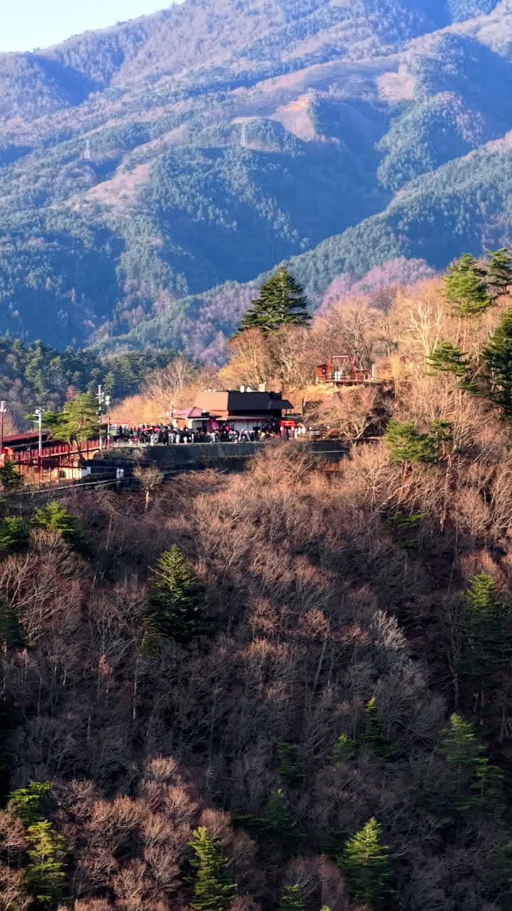Aerial drone view of Mount Fuji viewpoint and the Kawaguchiko lake