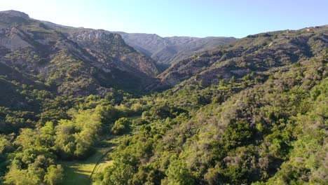 beautiful aerial up a remote uninhabited canyon in santa ynez mountains along the central coast of california 1