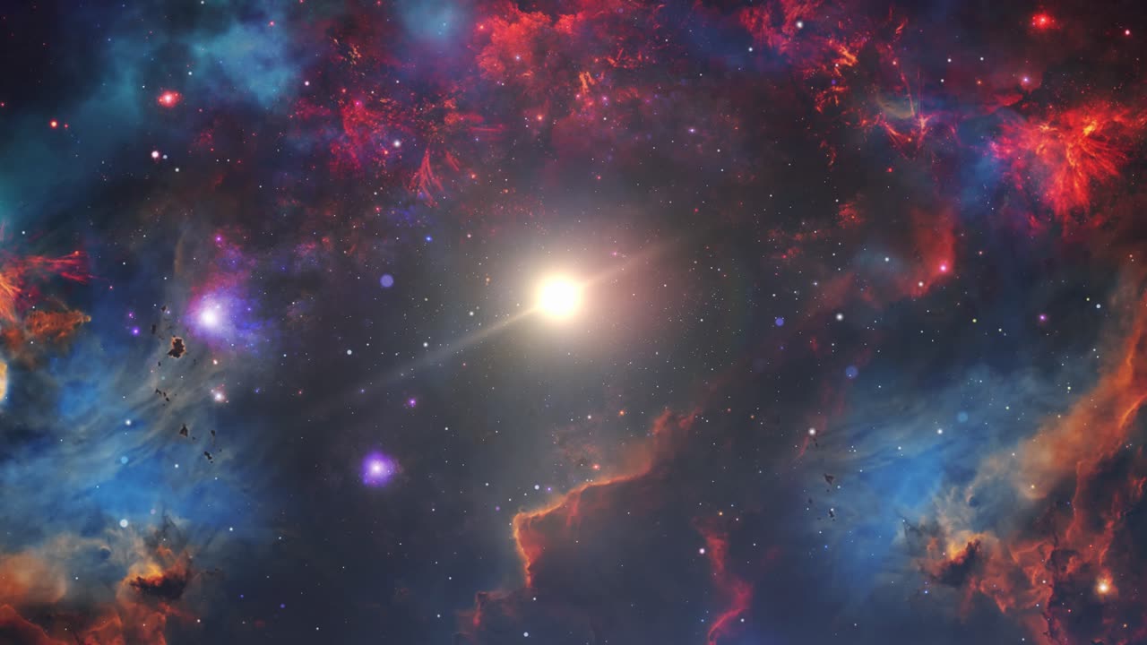 4k volando entre estrellas y nebulosa, el gran universo