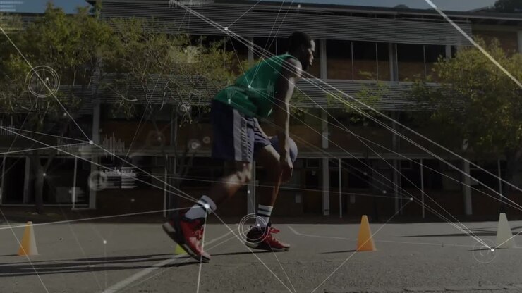 Animation of network of connections over basketball match