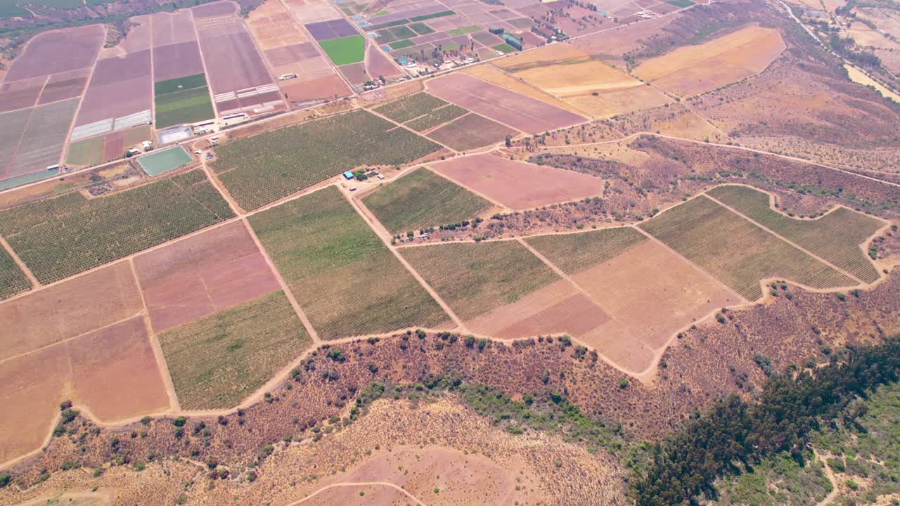 vista aérea de los viñedos del valle de limari con suelo fértil para el cultivo de uvas de calidad en chile