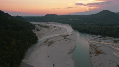 Tagliamento-River,-the-last-natural-river-in-the-alps-with-a-wide-riverbed-in-Italy