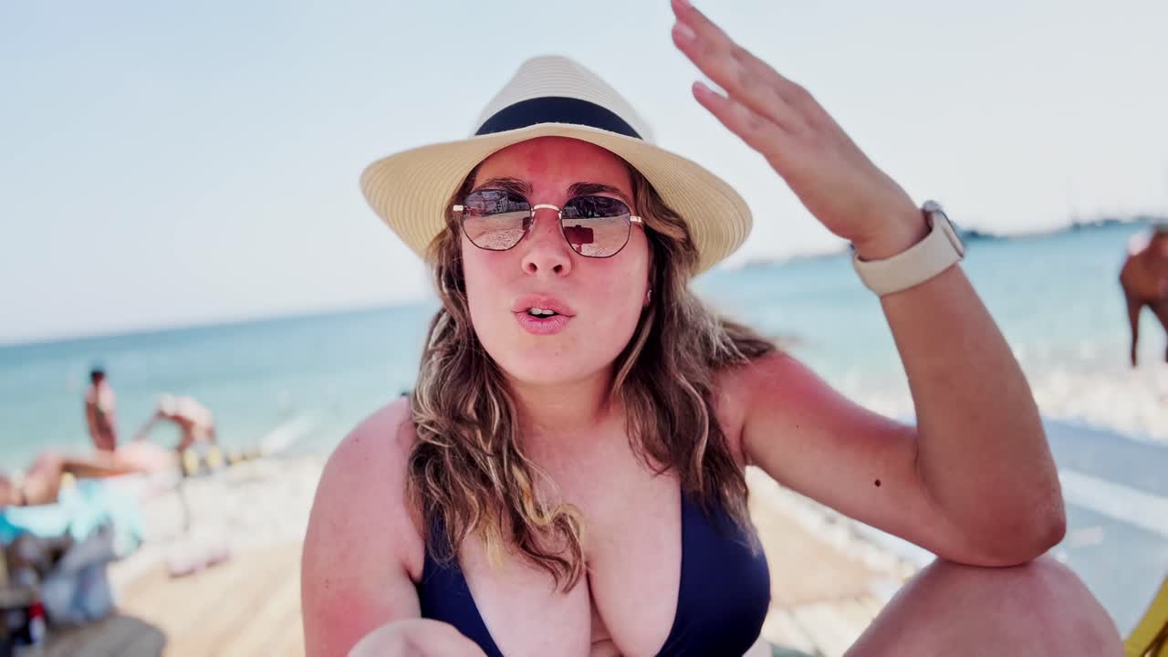 Woman at the Beach with Sunburn