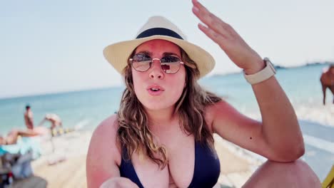 woman at the beach with sunburn