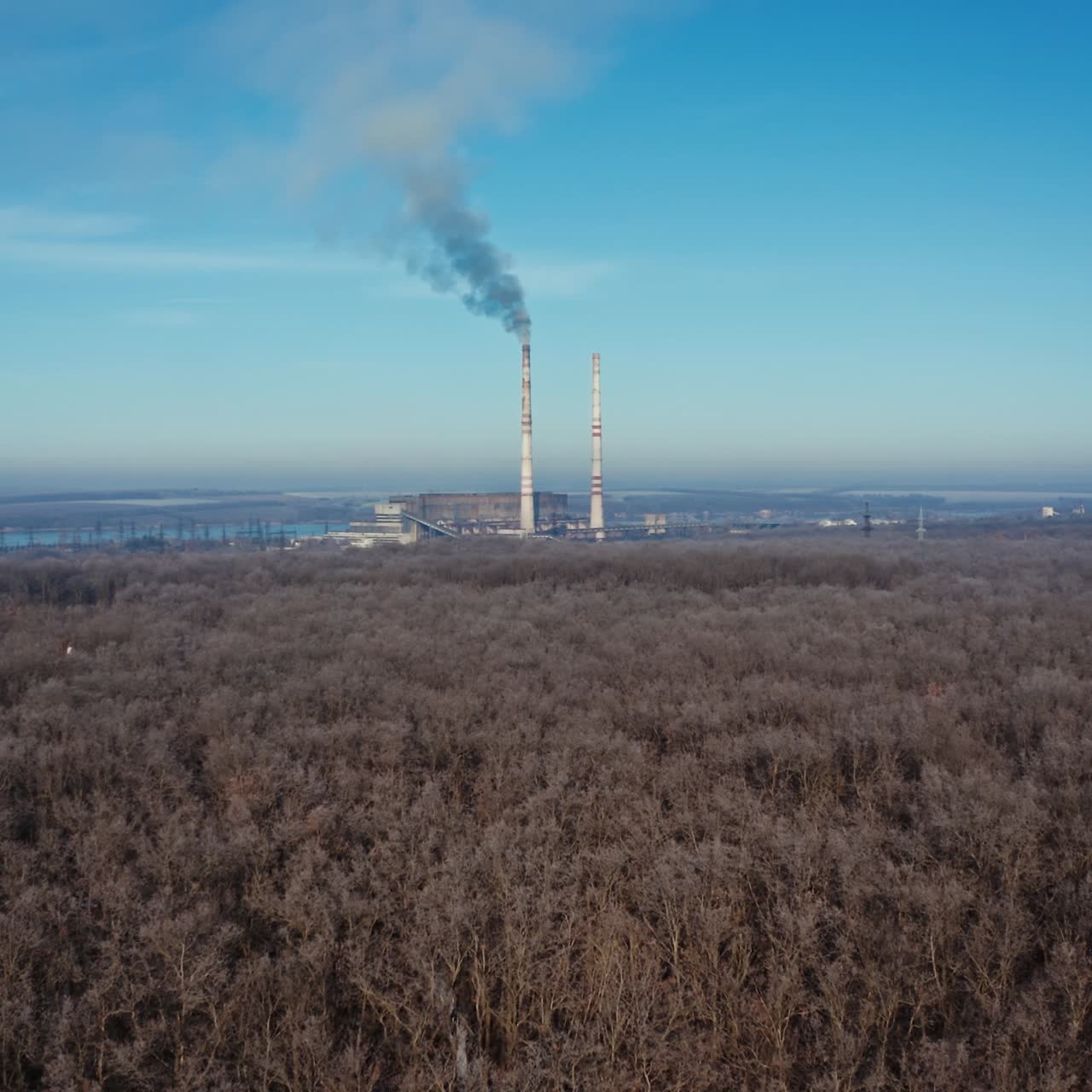 Landscape with smoked polluted atmosphere