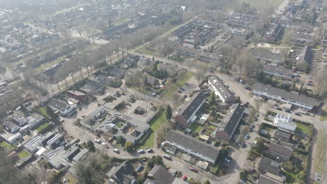 aerial overview of peaceful suburban neighborhood