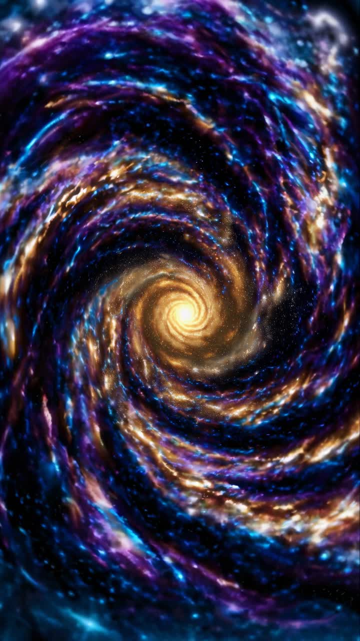 A mesmerizing spiral galaxy viewed from a top-down angle, with vibrant colors swirling inward