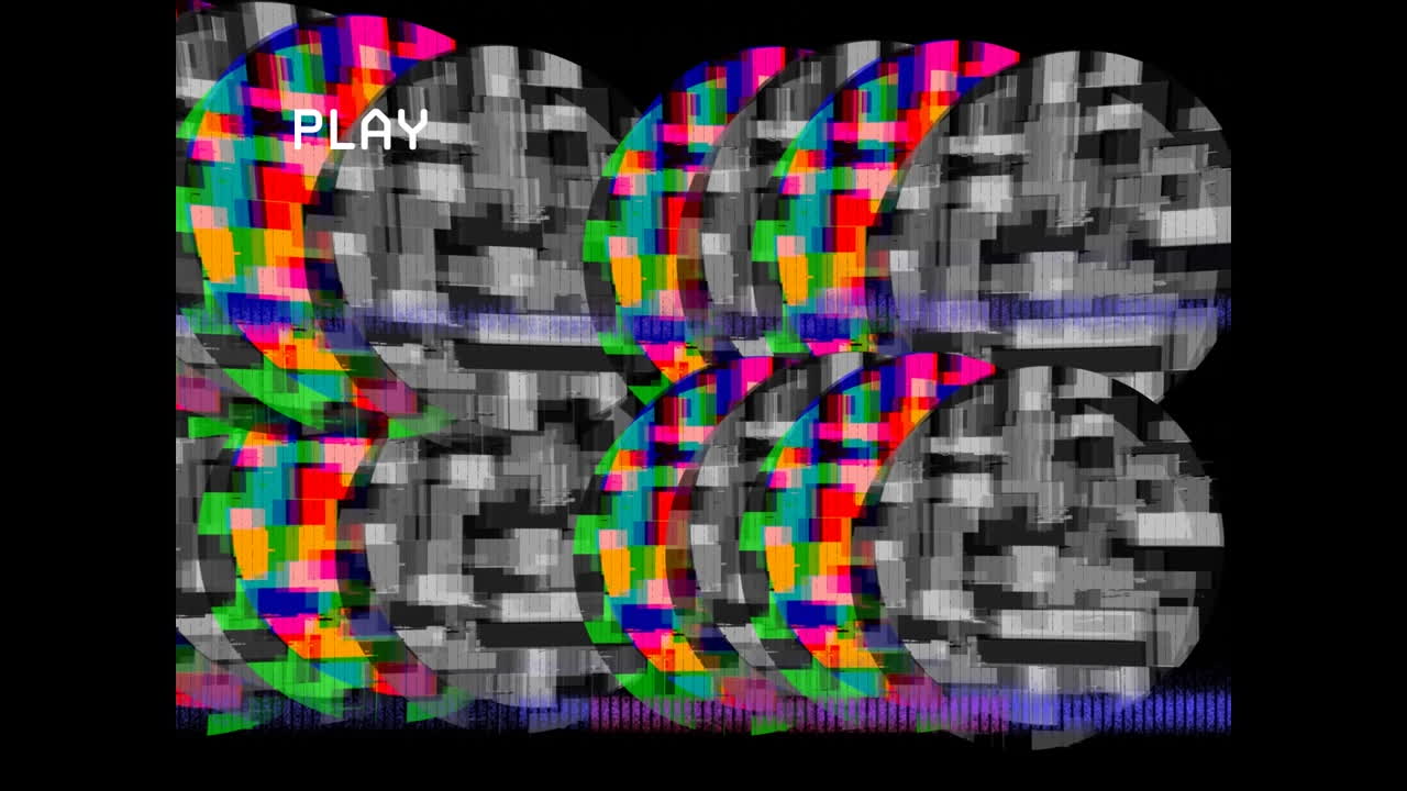 Animation of interference over moving shapes on black background