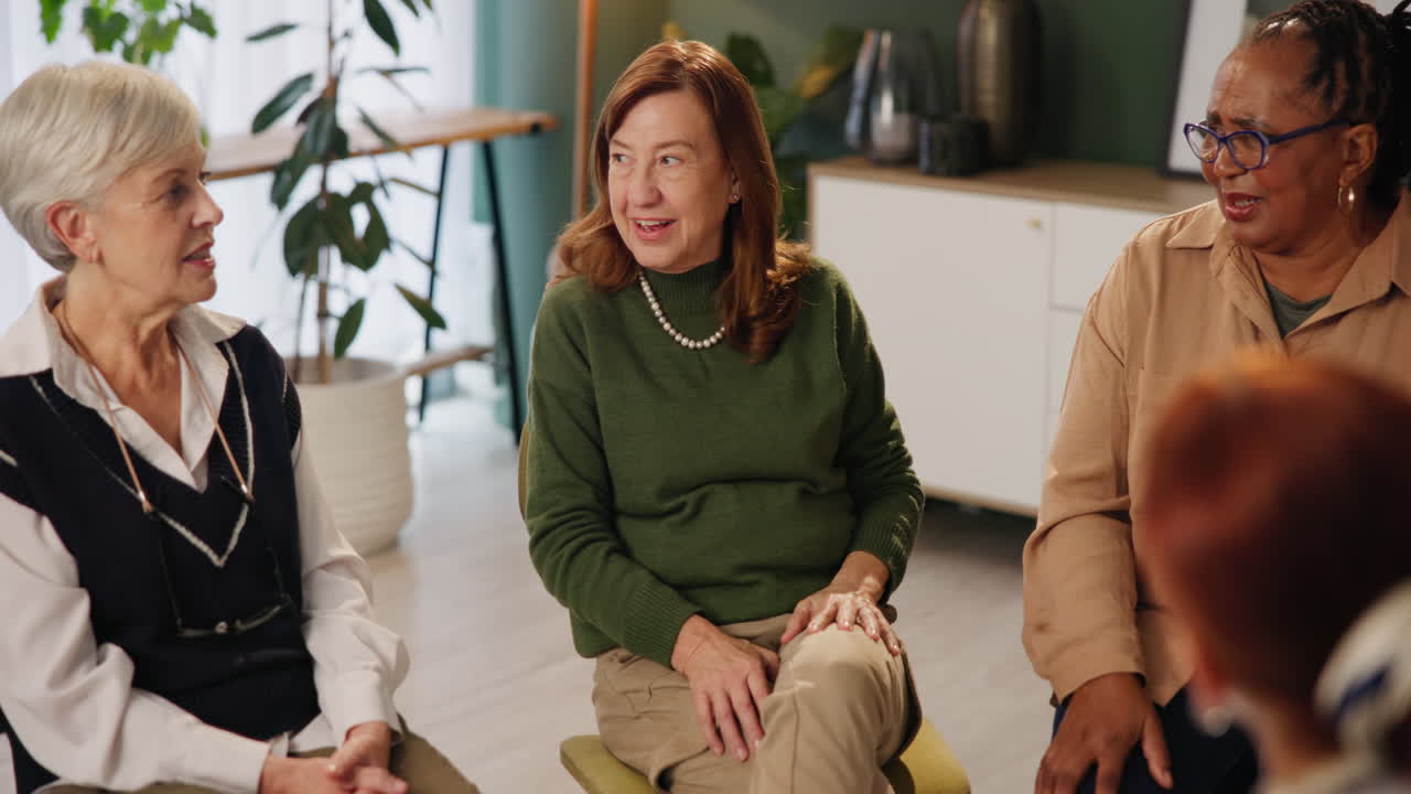 Senior women in a support group meeting