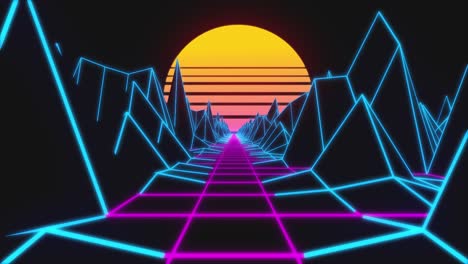 retro futuristic landscape sunset tunnel