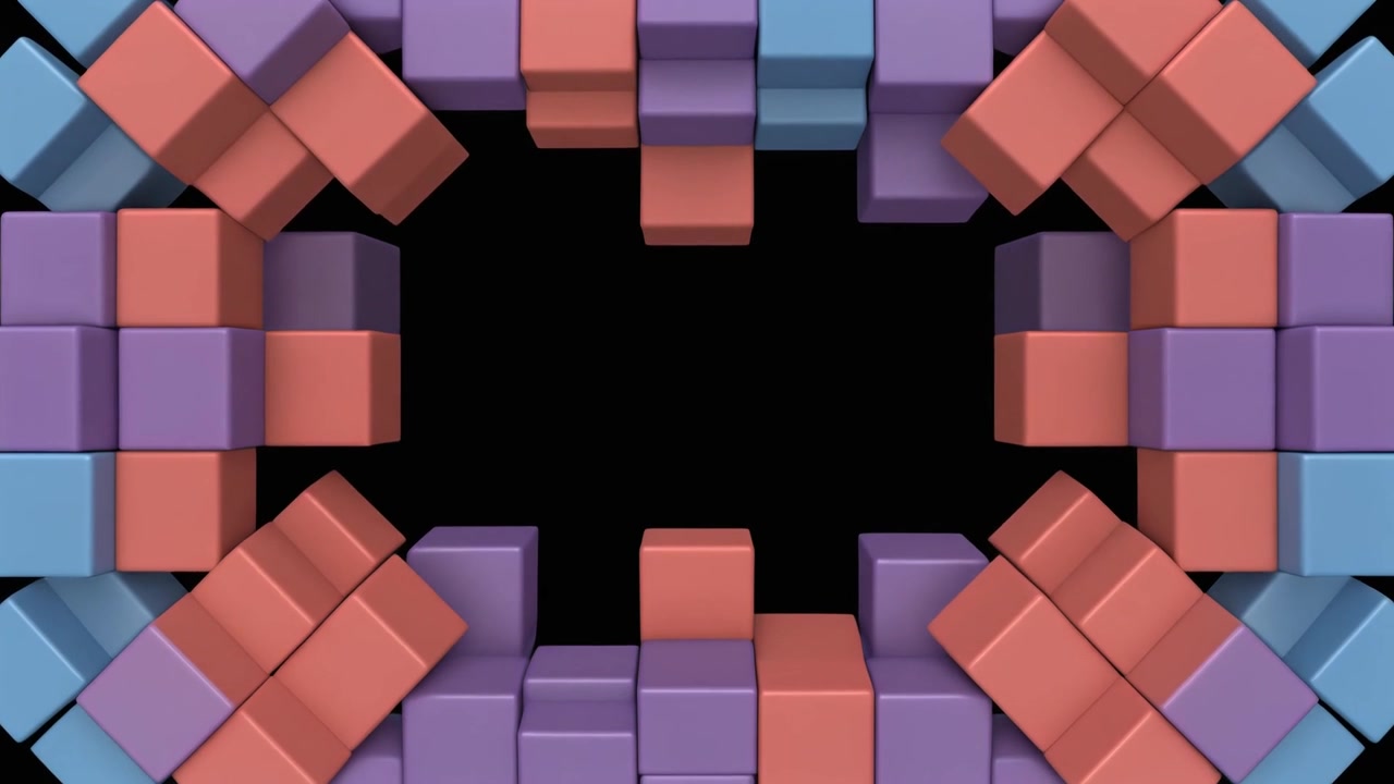 Abstract Animation of Colorful 3D Cubes Forming a Frame