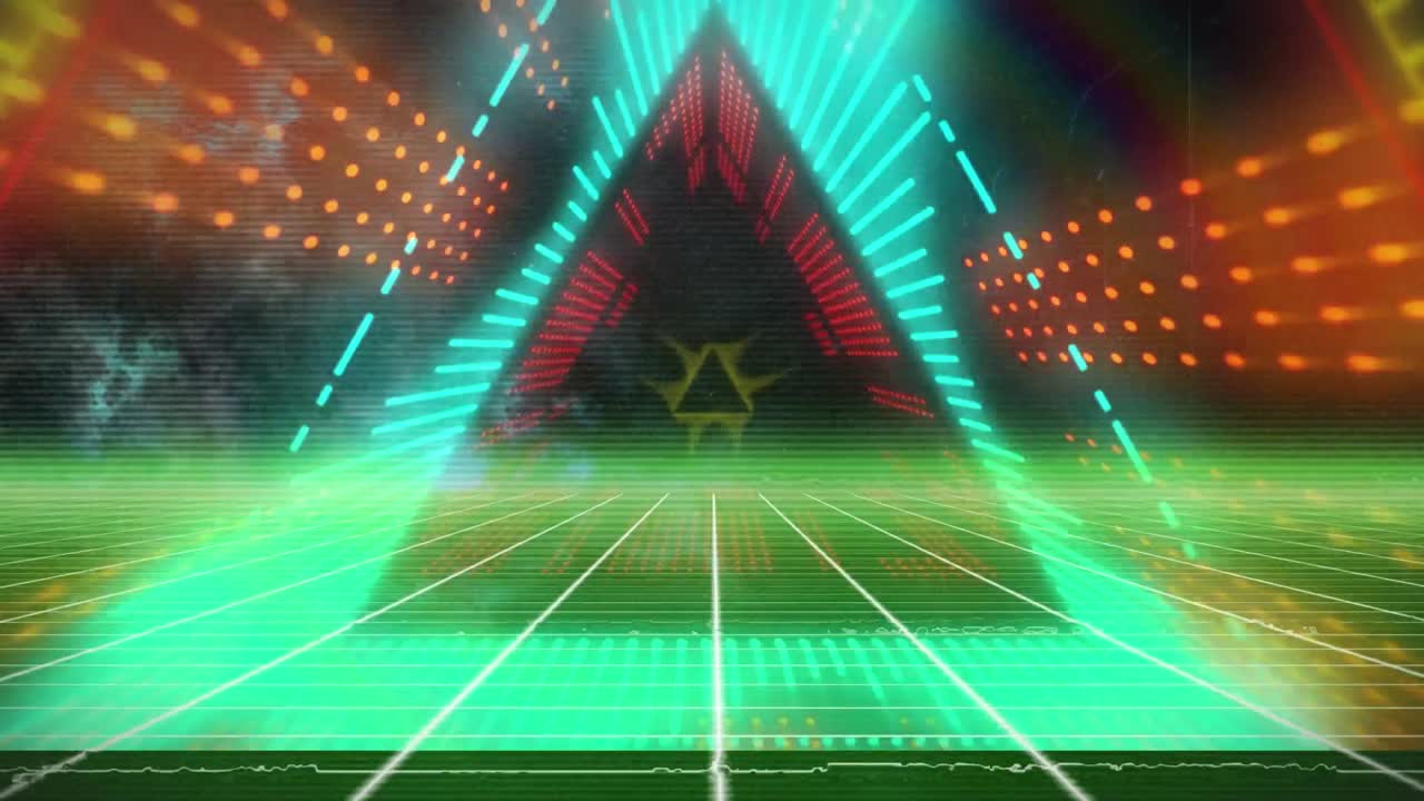 검은색 배경에 네온 모양의 애니메이션