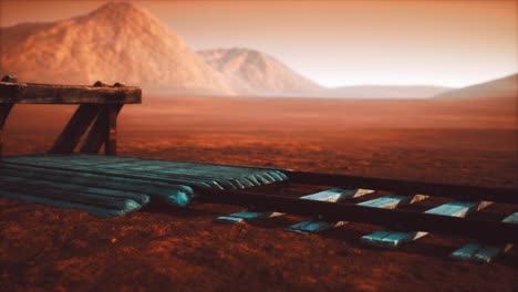 vías ferroviarias abandonadas en el desierto