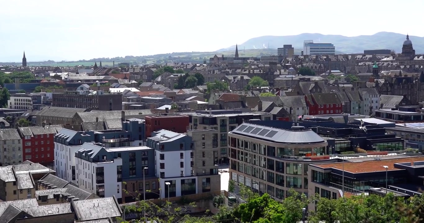 Edinburgh, Scotland city center seen from above