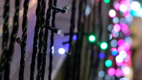 christmas lights creating a dancing light curtain - close up