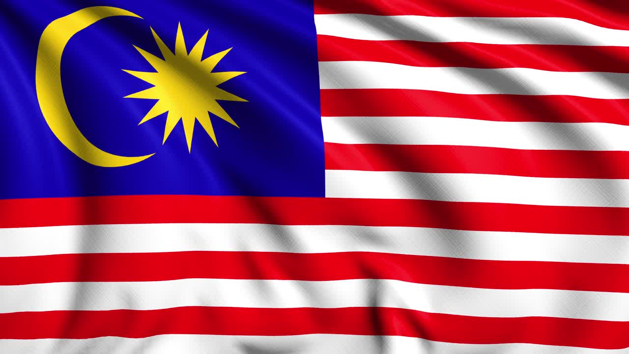 bandiera della Malesia con struttura in tessuto al vento (ripetibile in loop)
