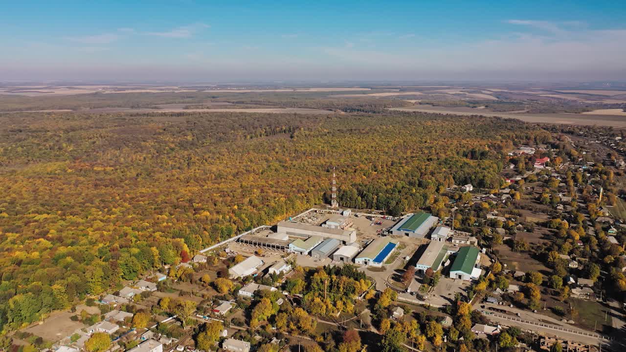 Production industry zone. View from above of industrial zone