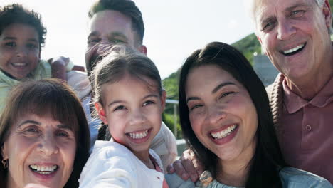 Sonrisa,-Selfie-Y-Cara-De-Gran-Familia-Feliz