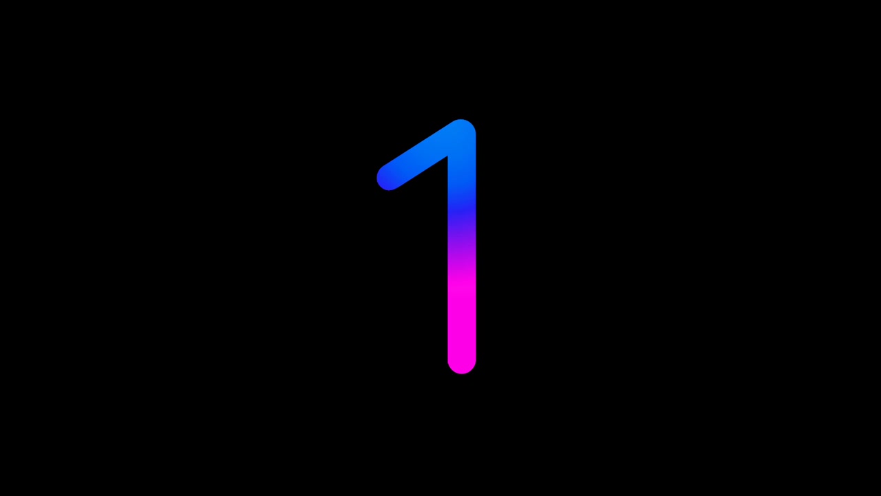 Neon light Number 1 Animation Glowing Gradient Blue Pink Digital Futuristic LED Numeric Loop Abstract Tech dark Background Motion Graphics