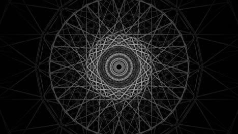 video en 4k de una hermosa animación en bucle entre la estructura de wireframe abstracta en blanco y negro.