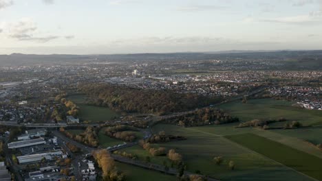 Drone-Aerial-Shot-of-the-german-city-center-of-Kassel-in-Germany,-Hessen,-Europe