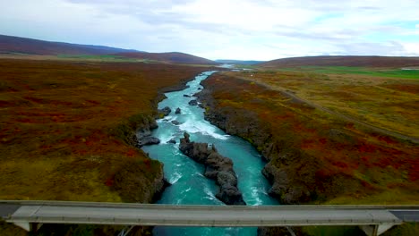 drone footage of a river in iceland