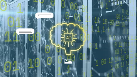 animación de un procesamiento de datos a través de servidores informáticos